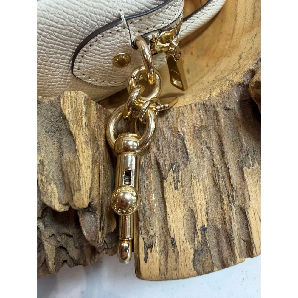 Coach Micro Rowan White Pebbled Leather Mini Satchel Bag Charm CU279 Gold